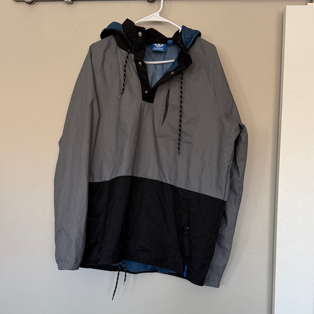 Climaproof Adidas  Striped Black and Gray Windbreaker